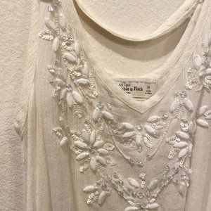 Abercrombie & Fitch - Embroidered Sequin White Tank Top